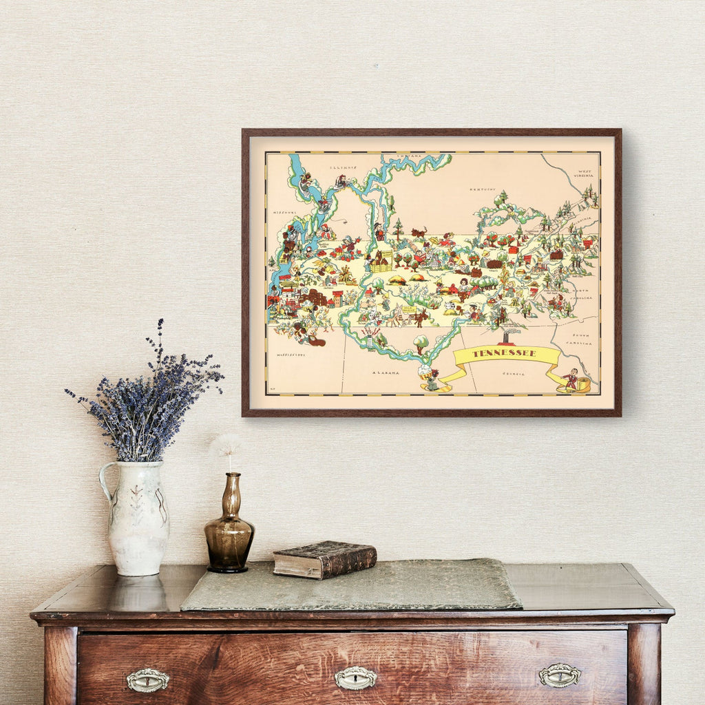 Vintage Map of Tennessee 1935