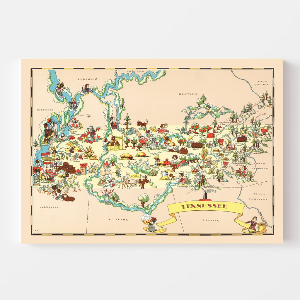 Vintage Map of Tennessee 1935