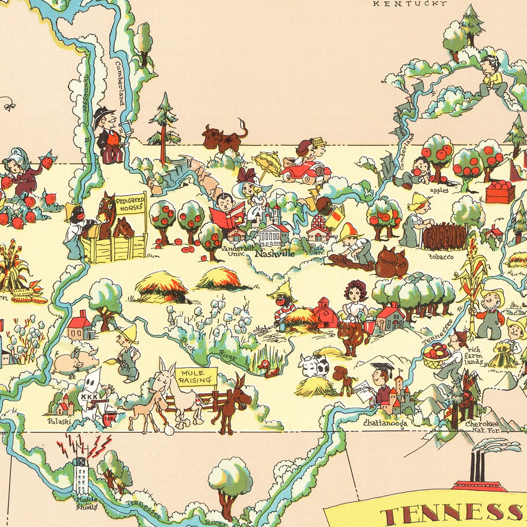 Vintage Map of Tennessee 1935