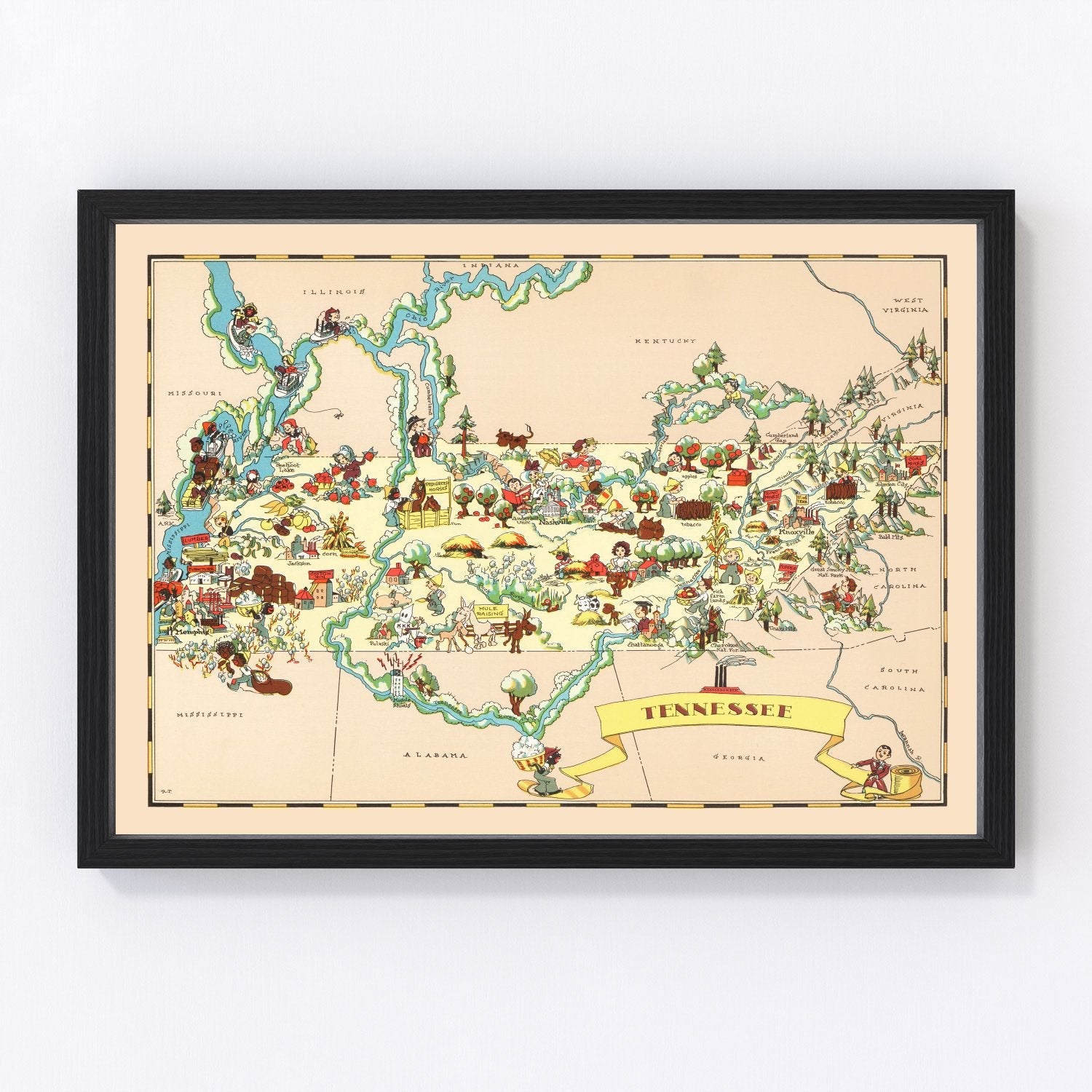 Vintage Map of Tennessee 1935