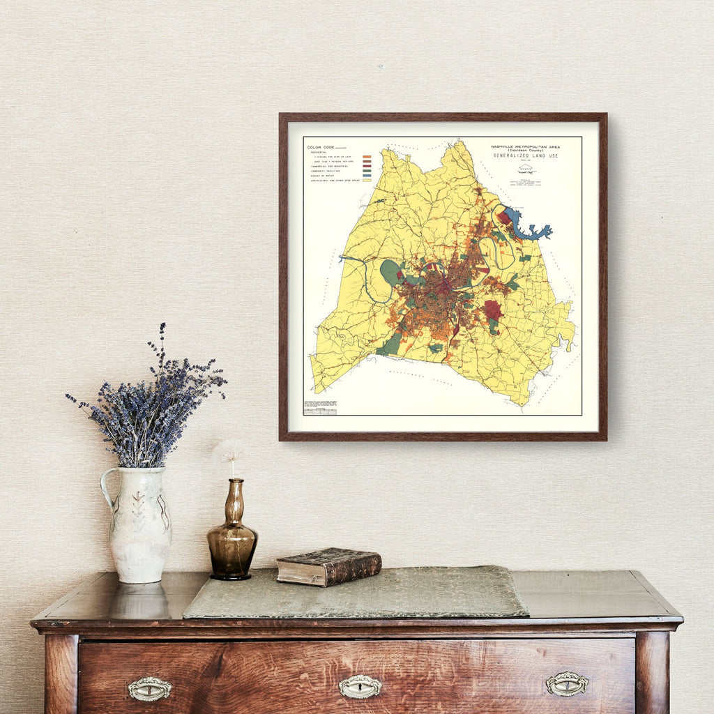 Vintage Map of Nashville, Tennessee 1956