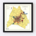 Vintage Map of Nashville, Tennessee 1956