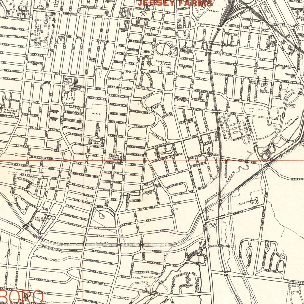 Vintage Map of Nashville, Tennessee 1947