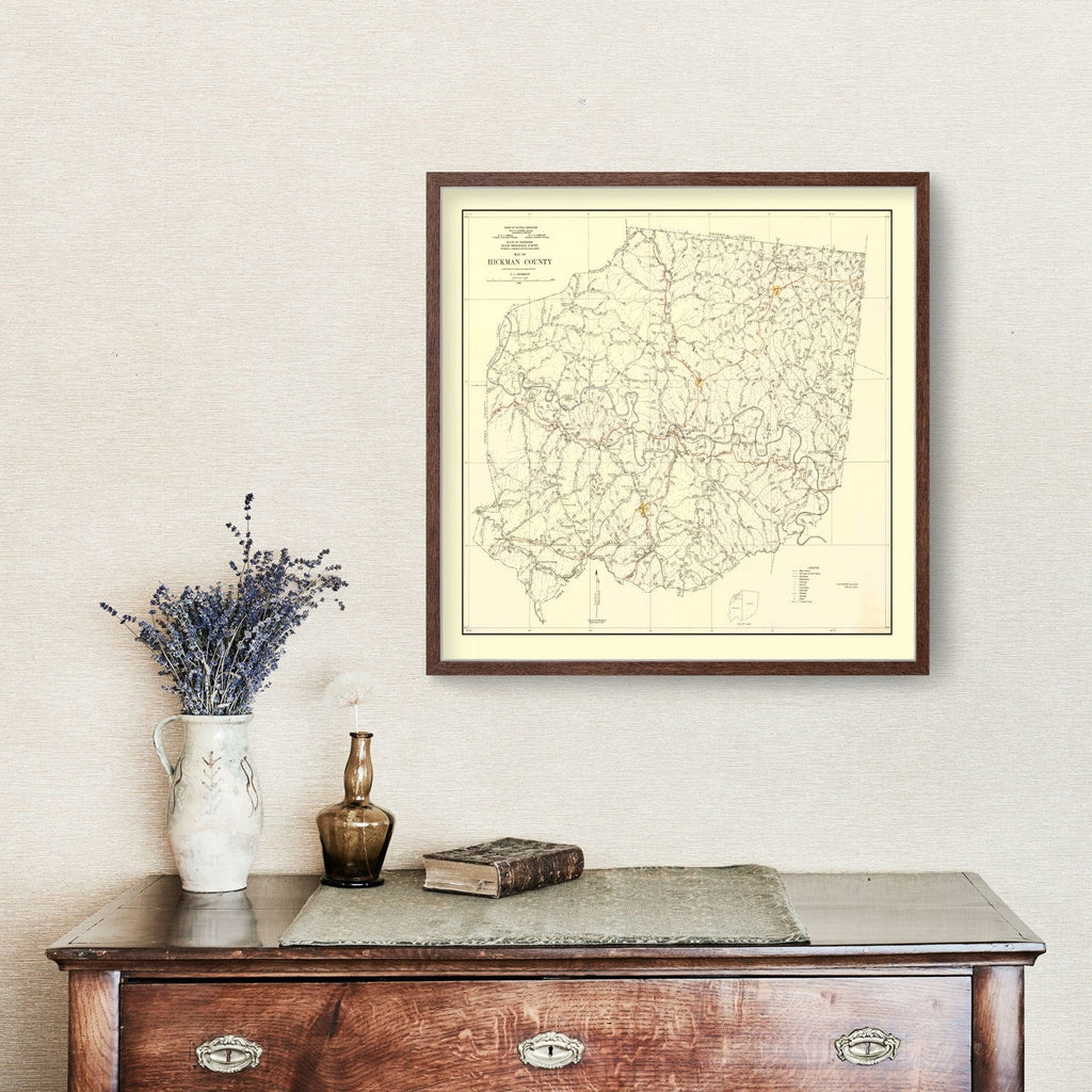 Vintage Map of Hickman County, Tennessee 1926
