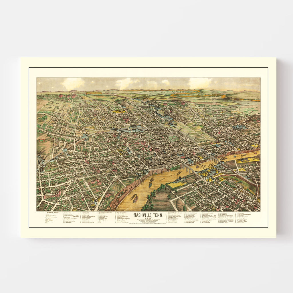 Vintage Map of Nashville, Tennessee 1958
