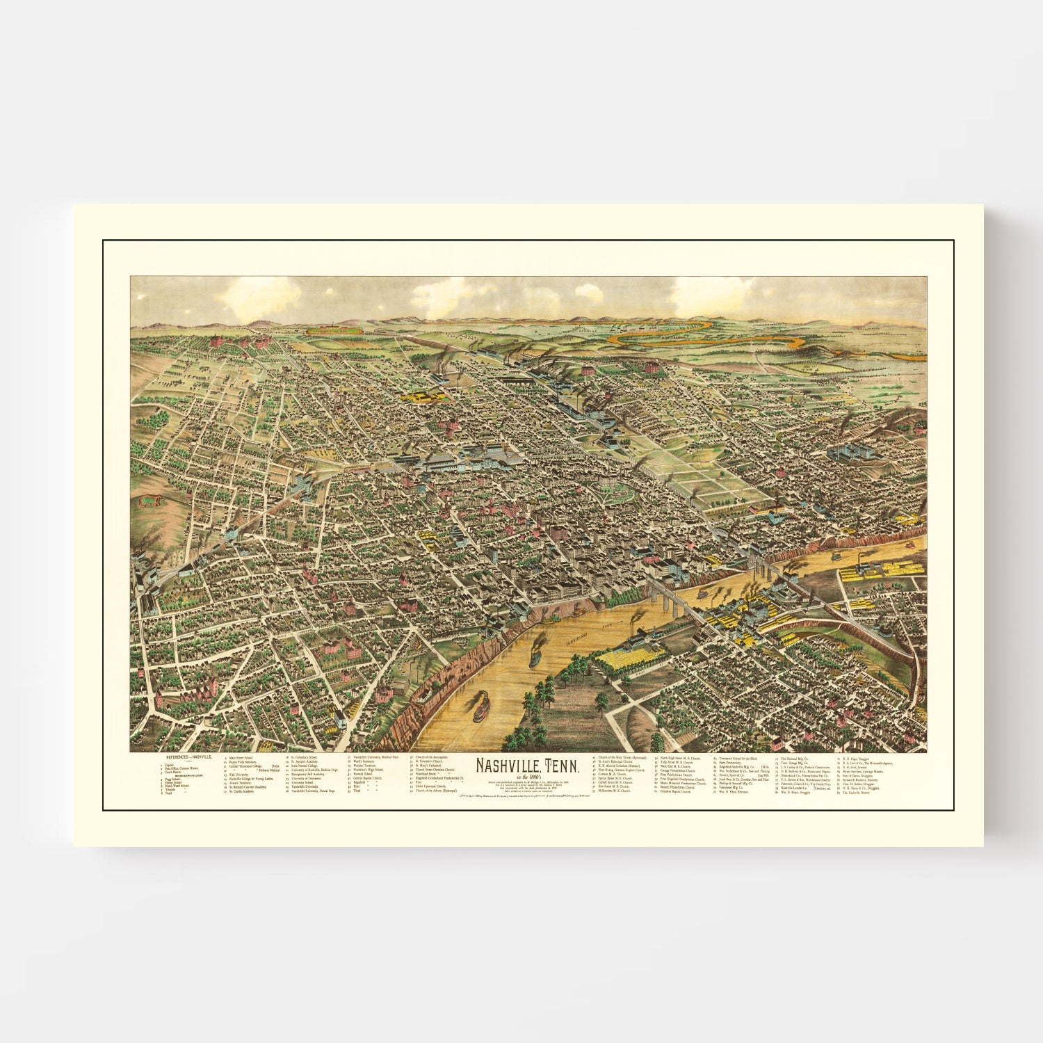 Vintage Map of Nashville, Tennessee 1958