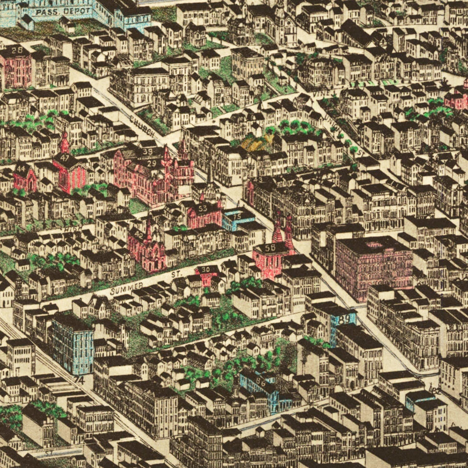 Vintage Map of Nashville, Tennessee 1958