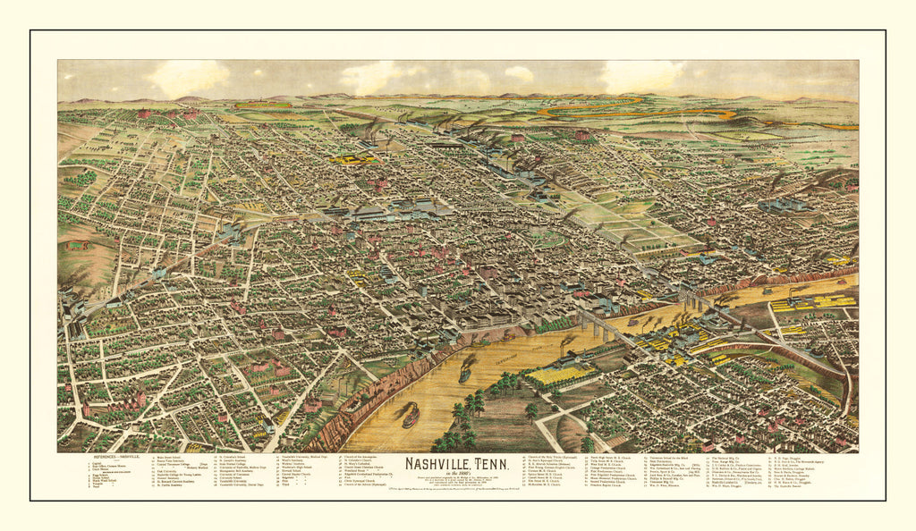 Vintage Map of Nashville, Tennessee 1958