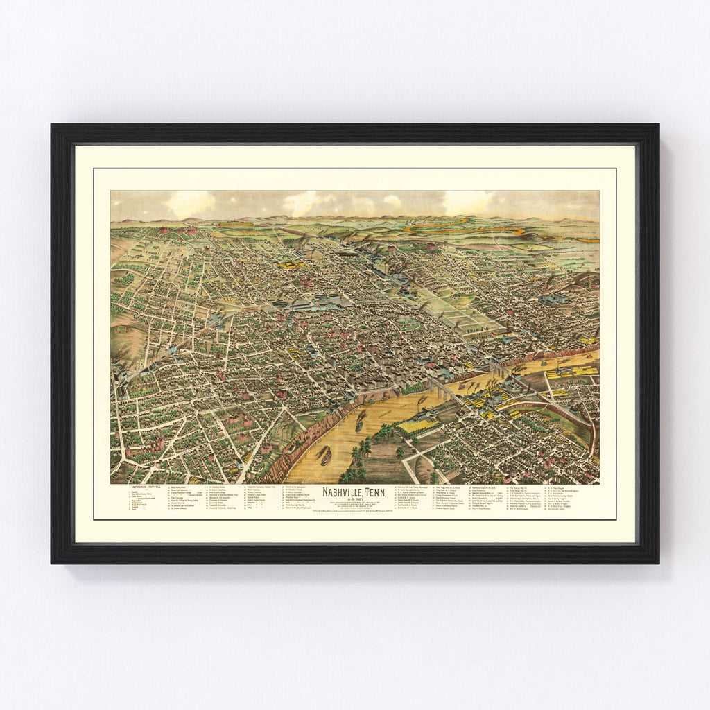 Vintage Map of Nashville, Tennessee 1958
