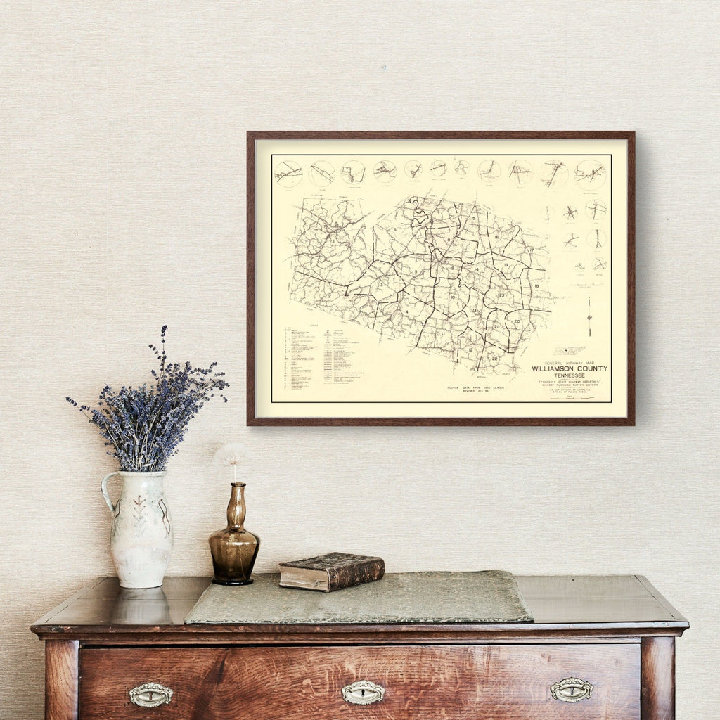 Vintage Map of Williamson County, Tennessee 1959