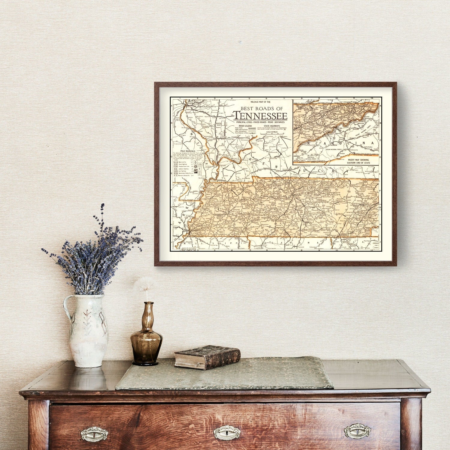 Vintage Map of Tennessee 1920