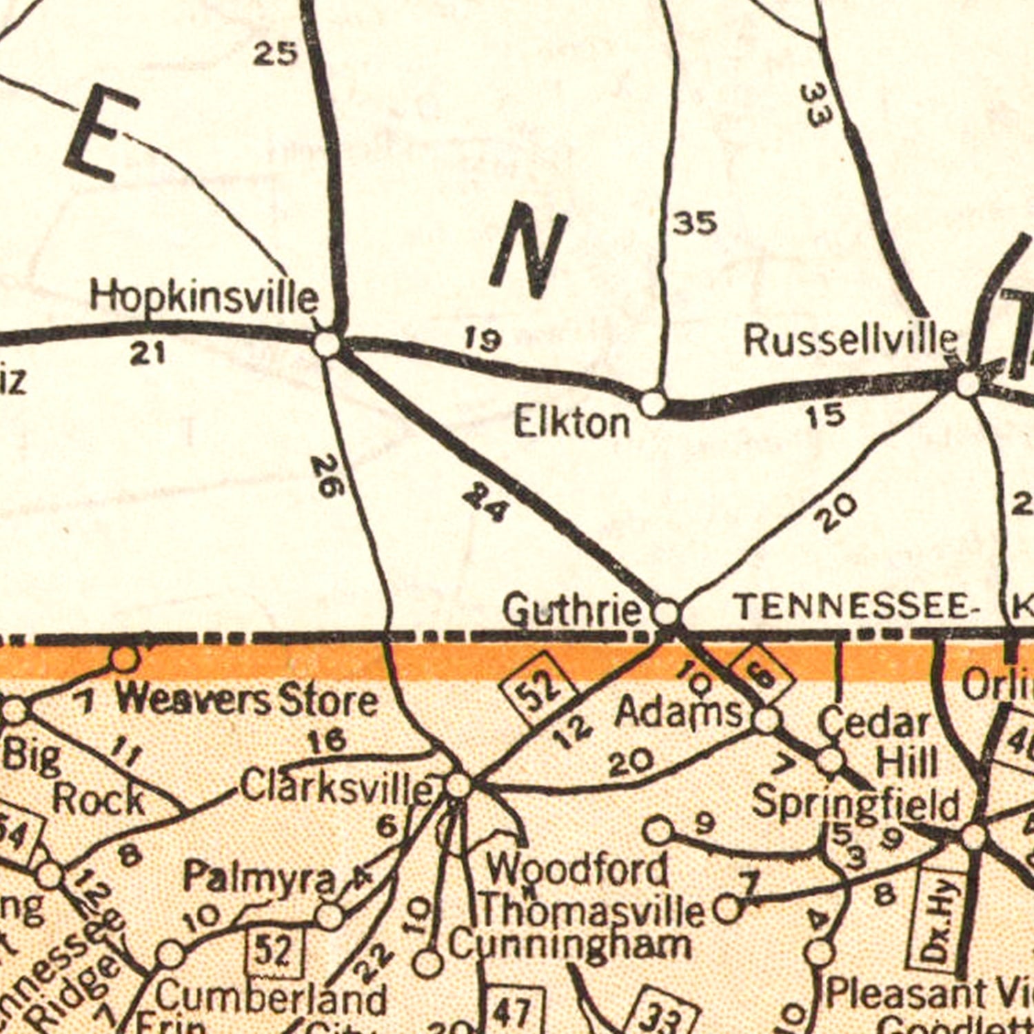 Vintage Map of Tennessee 1920