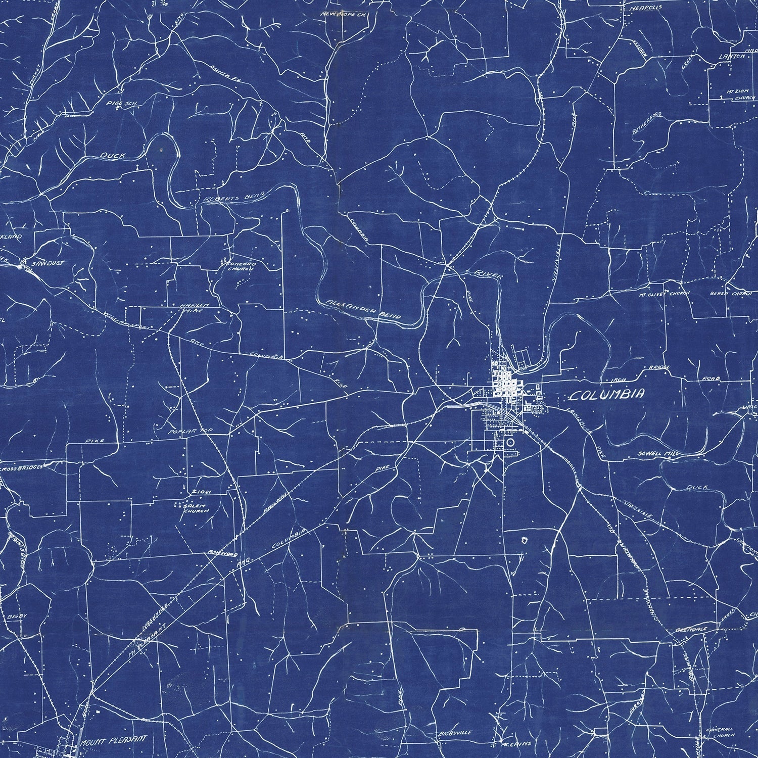 Vintage Map of Maury County, Tennessee 1924