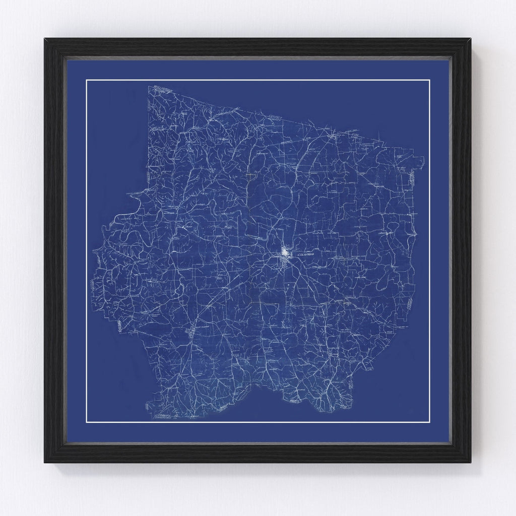 Vintage Map of Maury County, Tennessee 1924