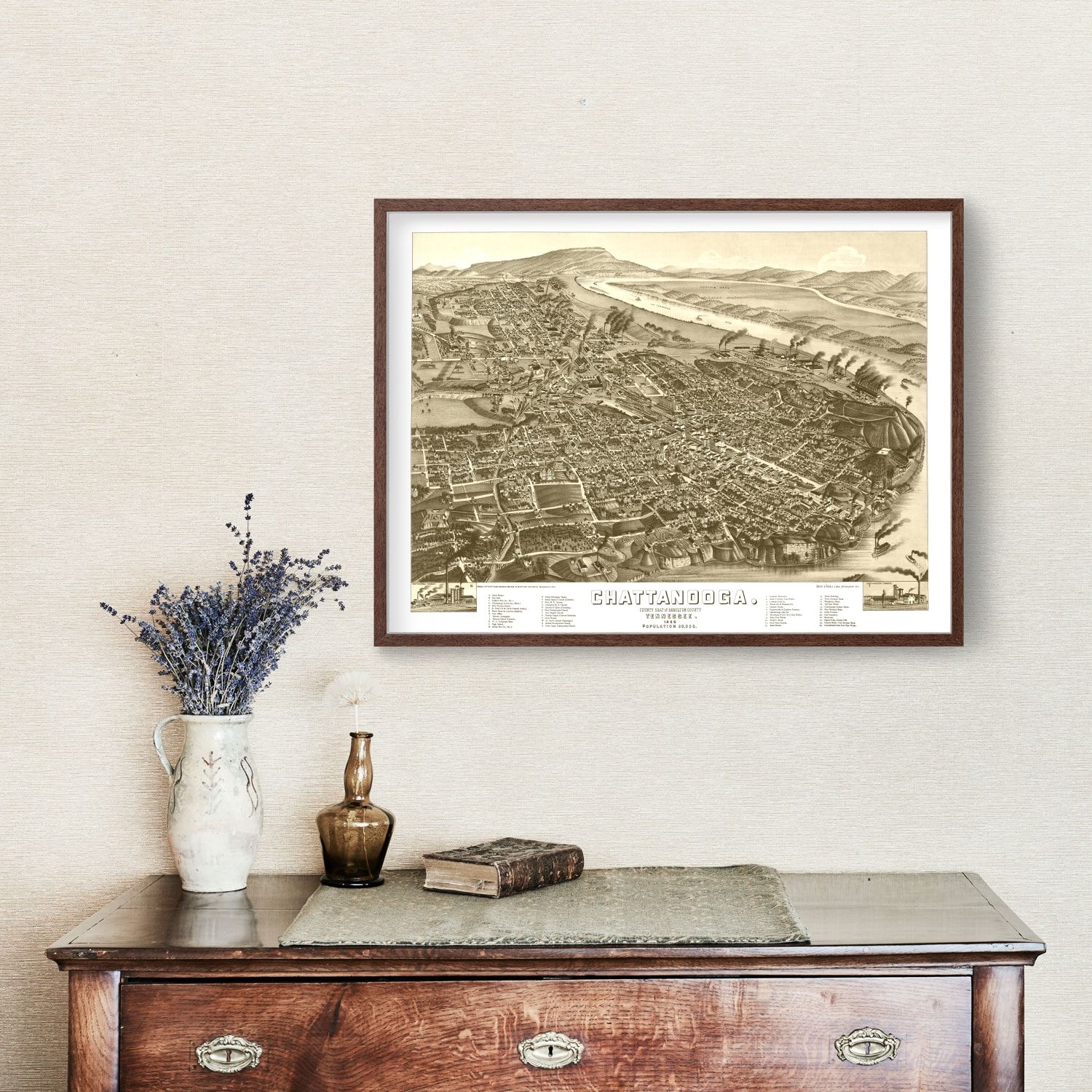 Vintage Map of Chattanooga, Tennessee 1886