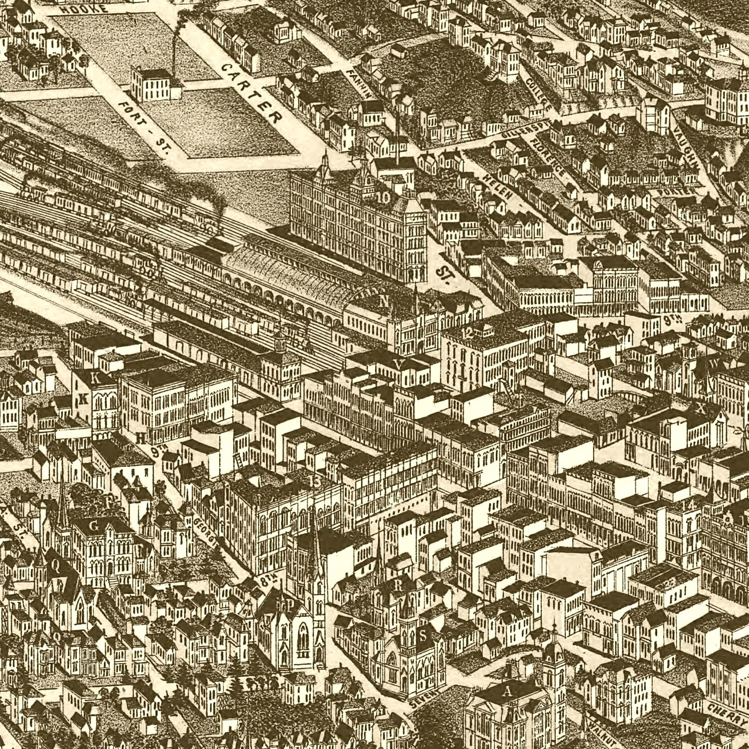 Vintage Map of Chattanooga, Tennessee 1886