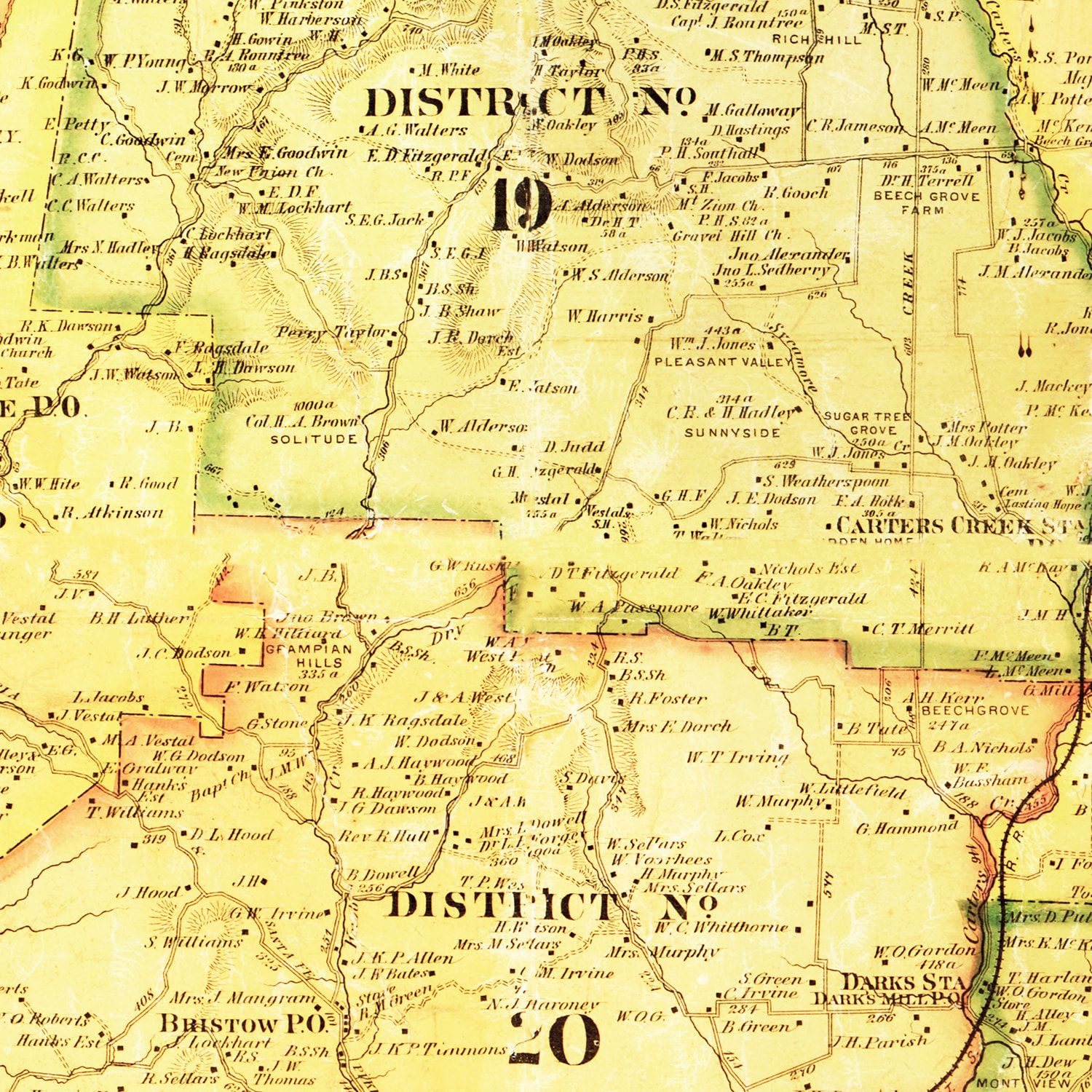 Vintage Map of Maury County, Tennessee 1878