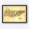 Vintage Map of Tennessee 1826