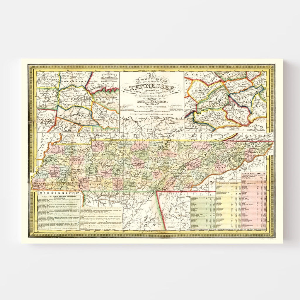 Vintage Map of Tennessee 1851