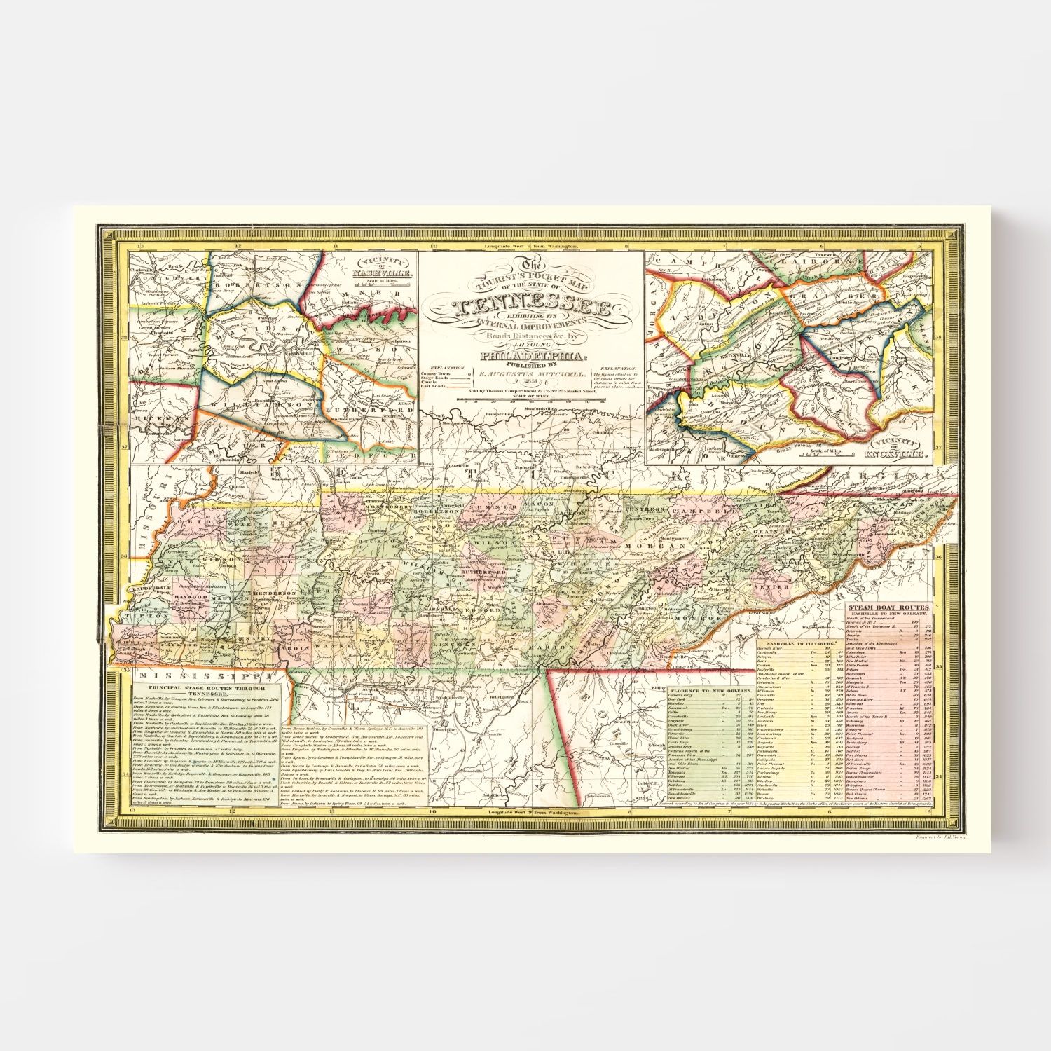Vintage Map of Tennessee 1851