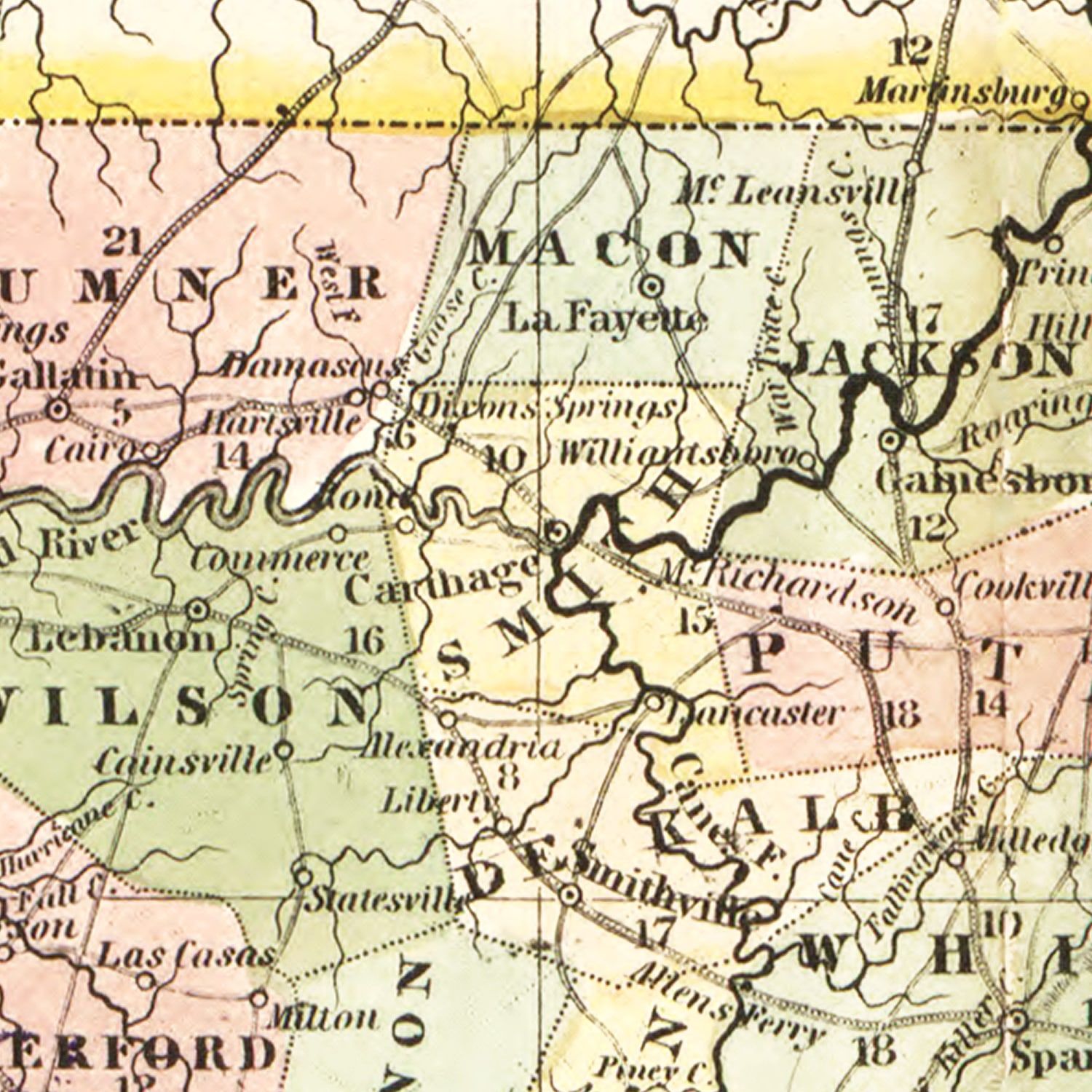 Vintage Map of Tennessee 1851