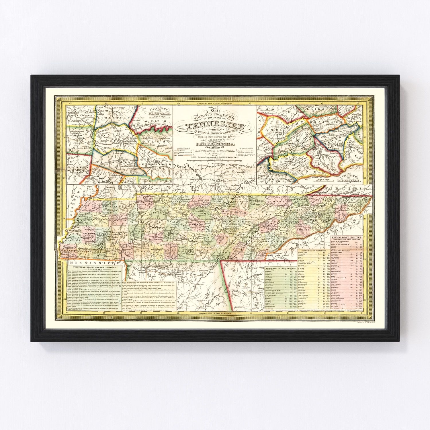 Vintage Map of Tennessee 1851