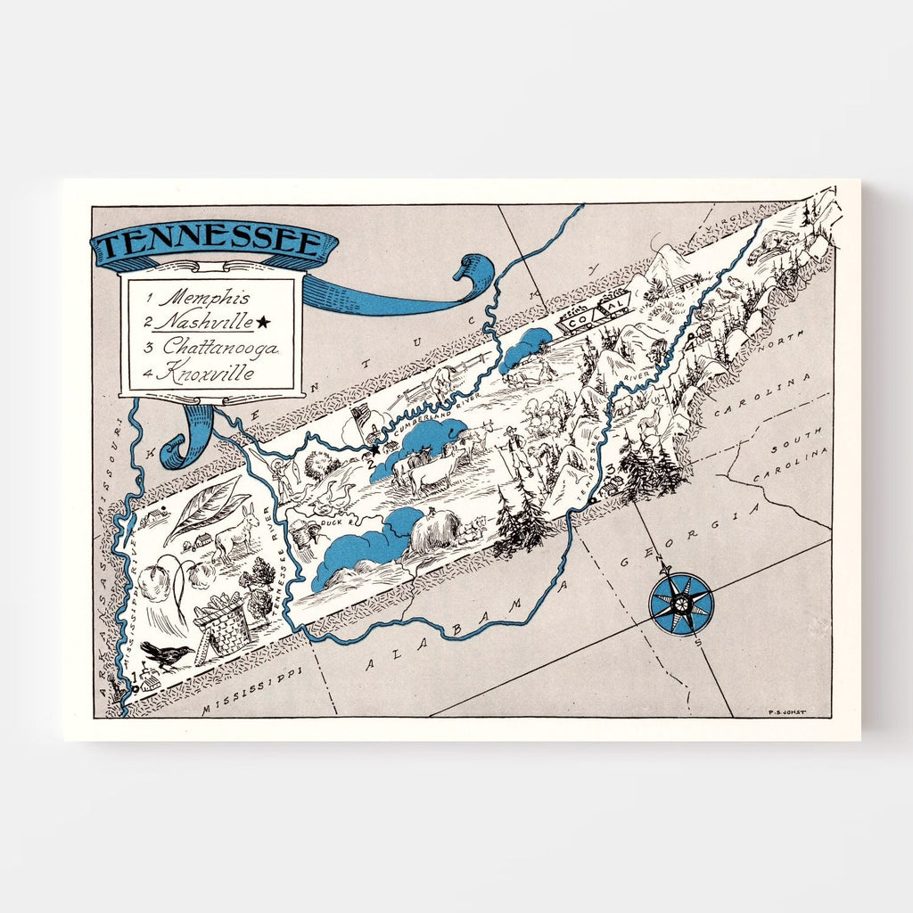 Vintage Map of Tennessee 1931