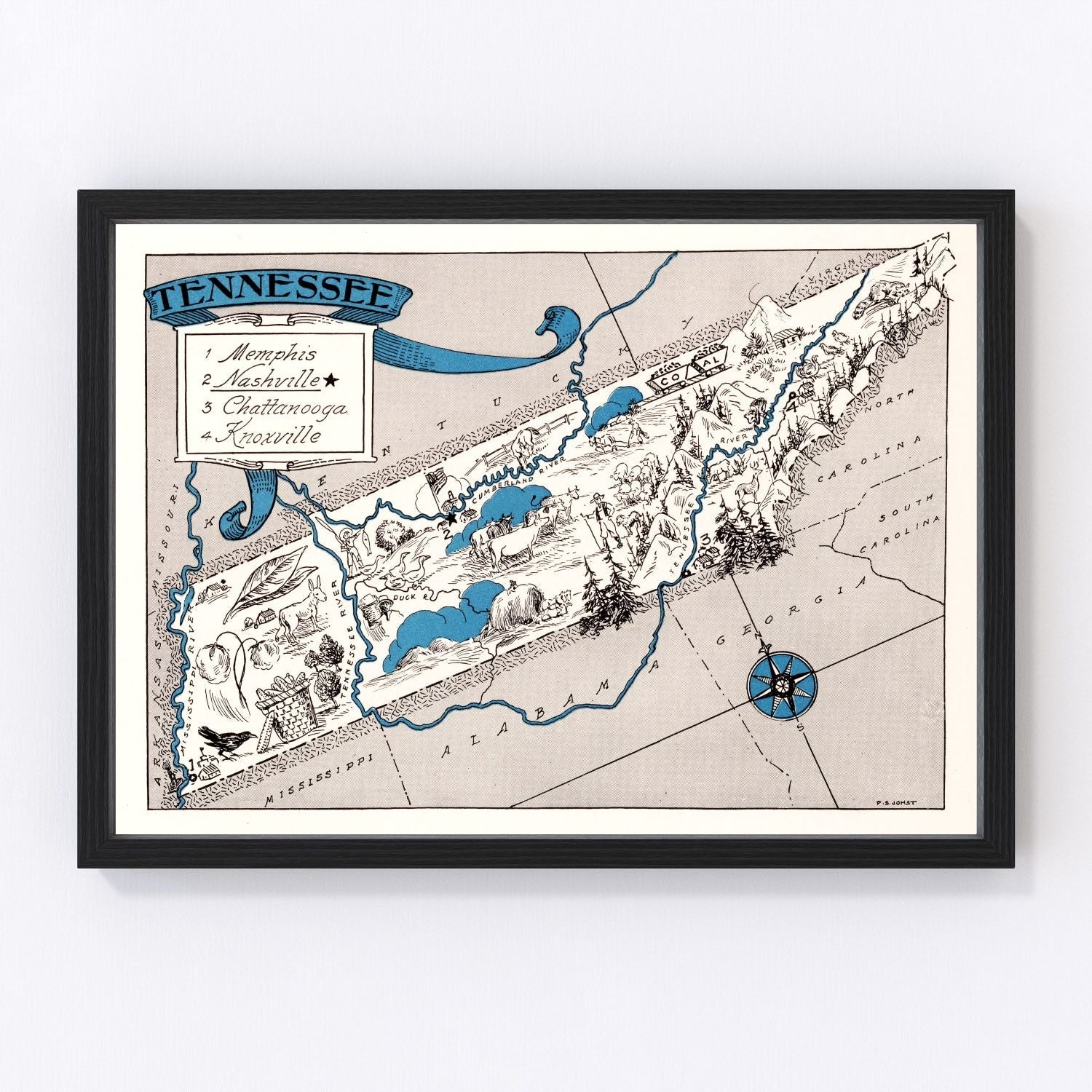 Vintage Map of Tennessee 1931