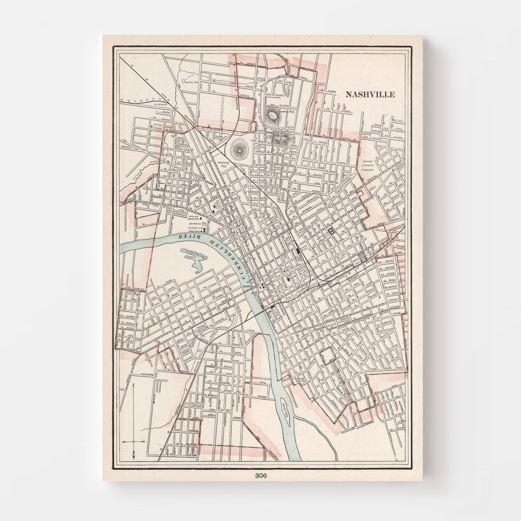 Vintage Map of Nashville, Tennessee 1901