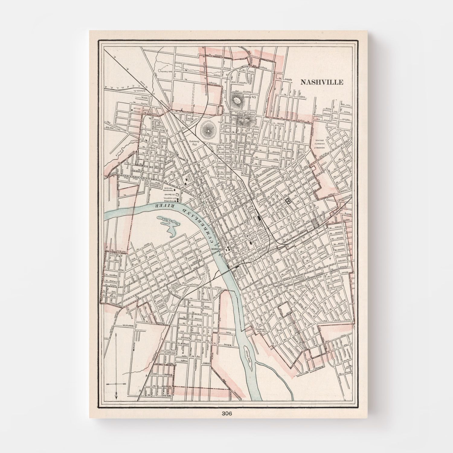 Vintage Map of Nashville, Tennessee 1901