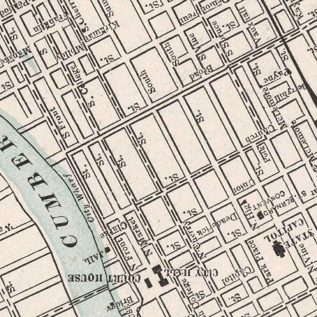 Vintage Map of Nashville, Tennessee 1901
