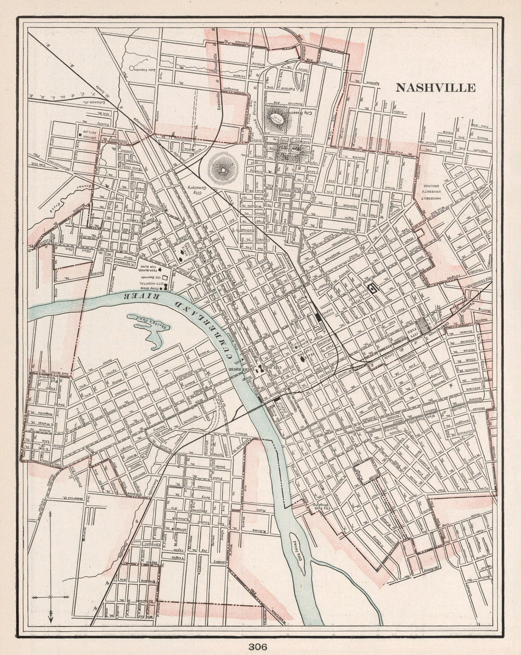 Vintage Map of Nashville, Tennessee 1901