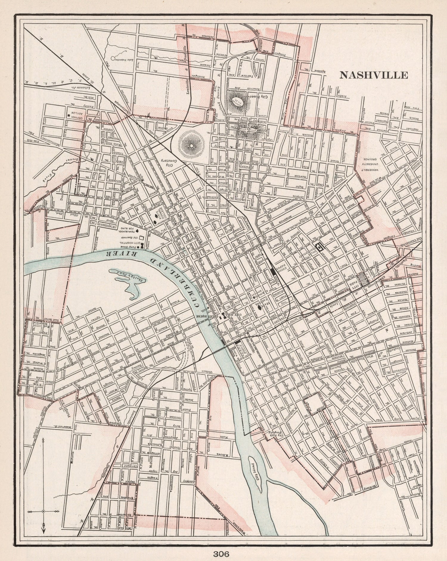 Vintage Map of Nashville, Tennessee 1901
