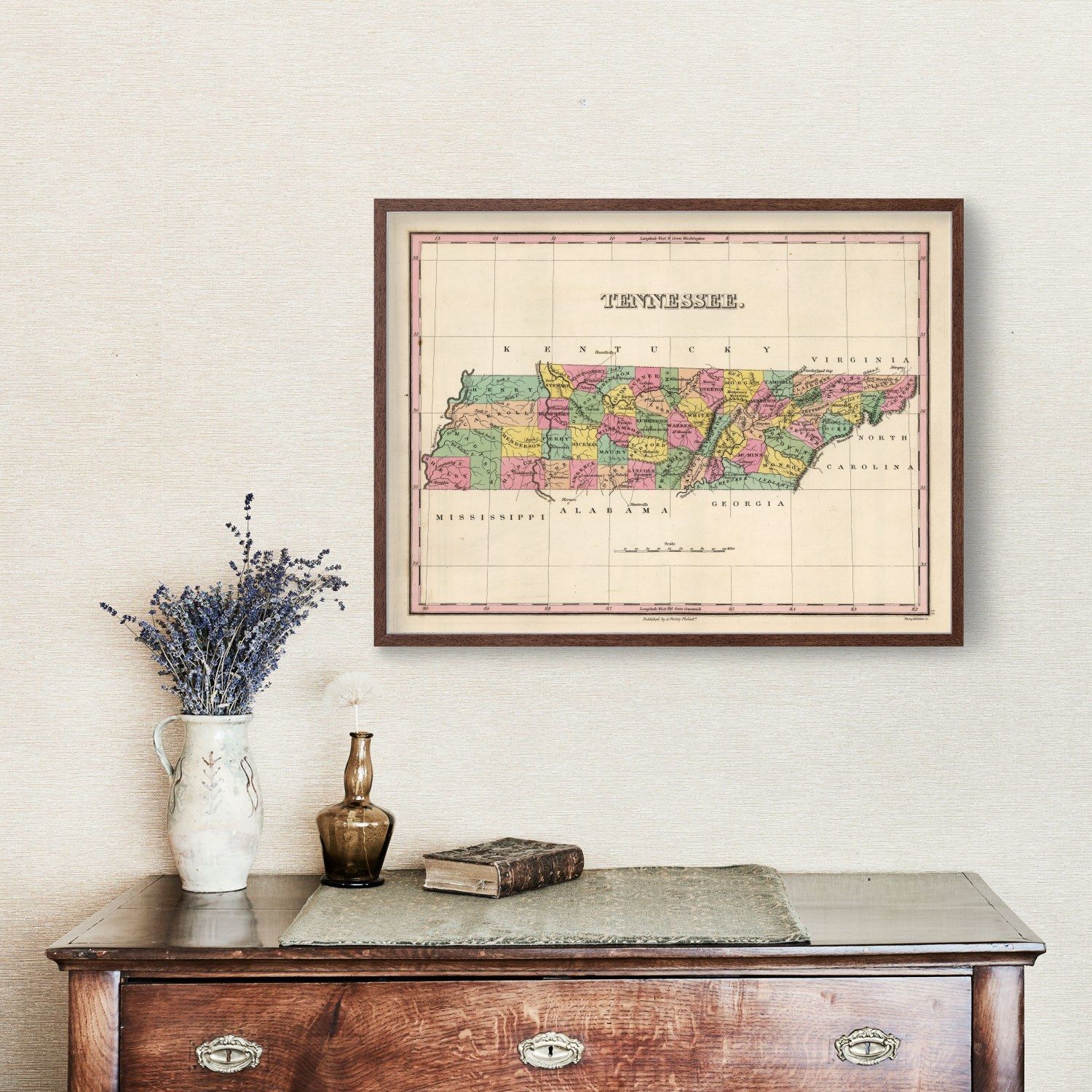 Vintage Map of Tennessee 1824