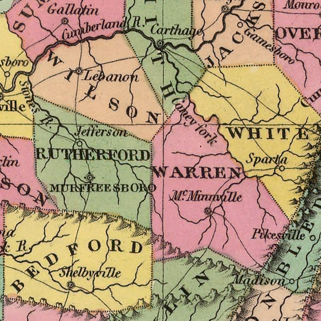 Vintage Map of Tennessee 1824
