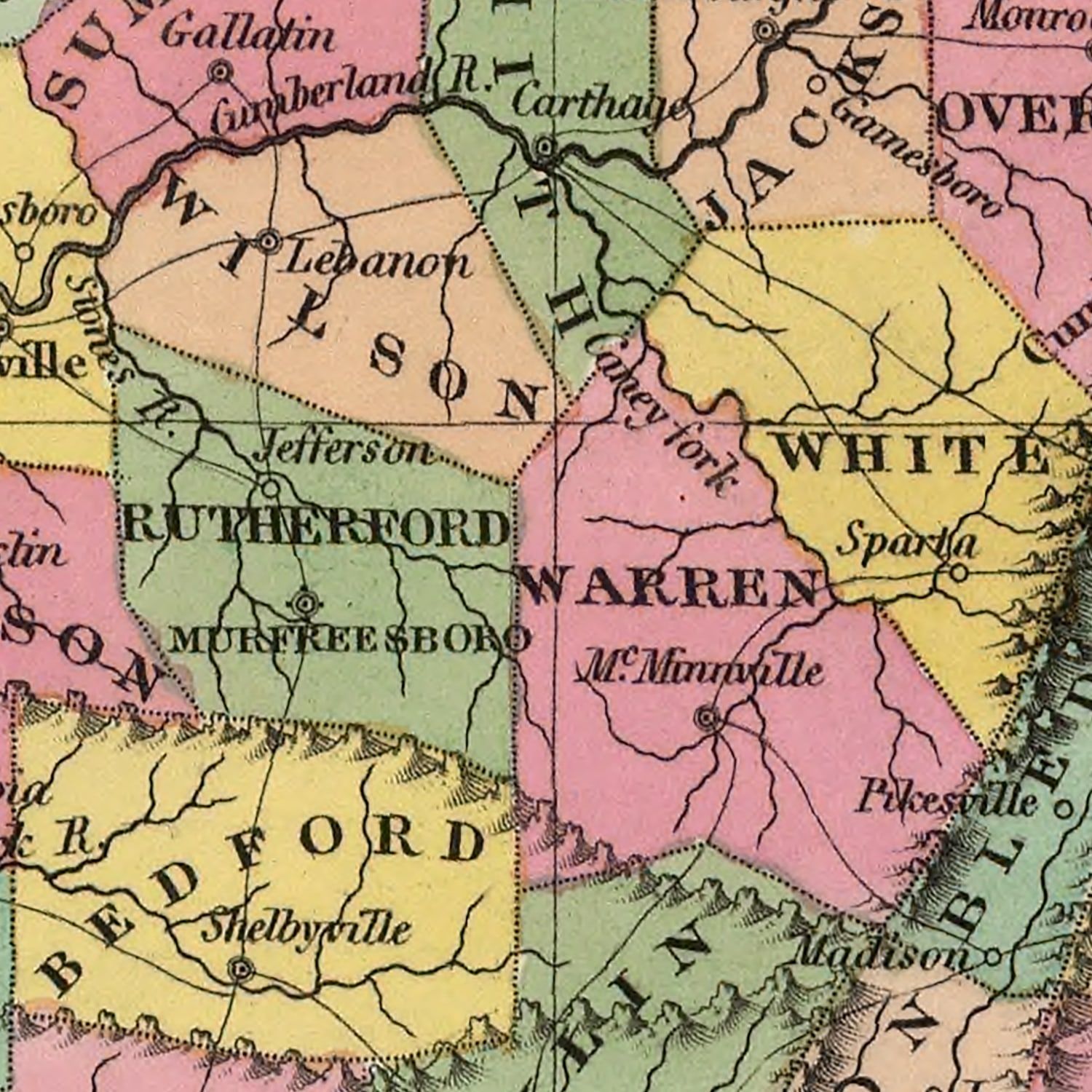 Vintage Map of Tennessee 1824