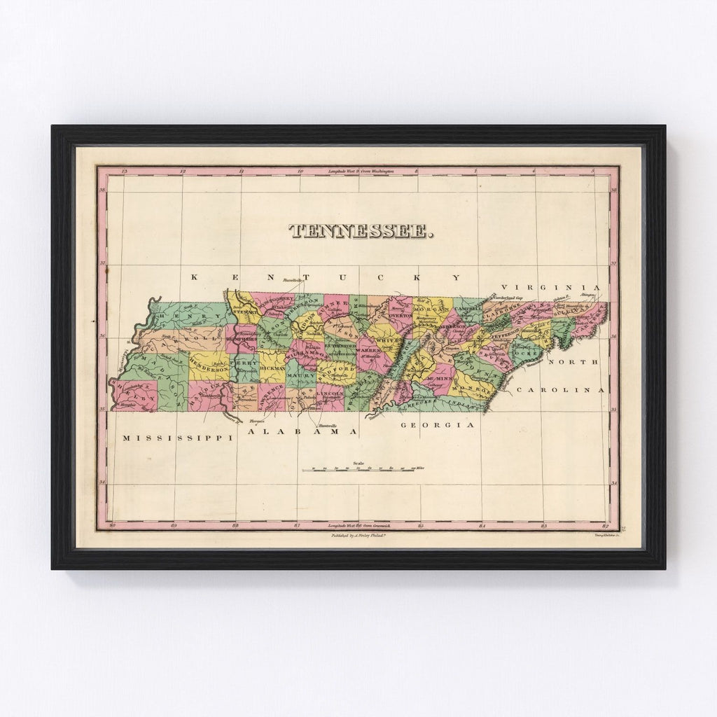 Vintage Map of Tennessee 1824