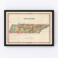 Vintage Map of Tennessee 1824