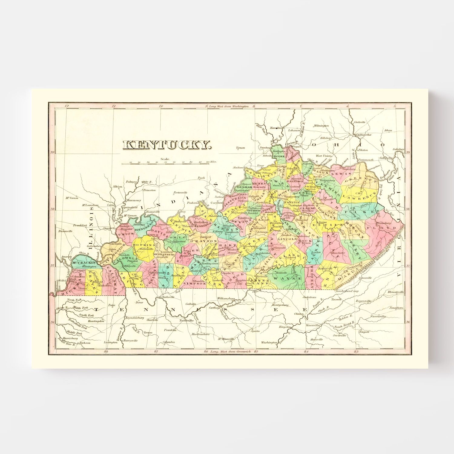 Vintage Map of Tennessee 1831