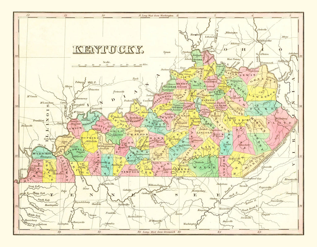 Vintage Map of Tennessee 1831