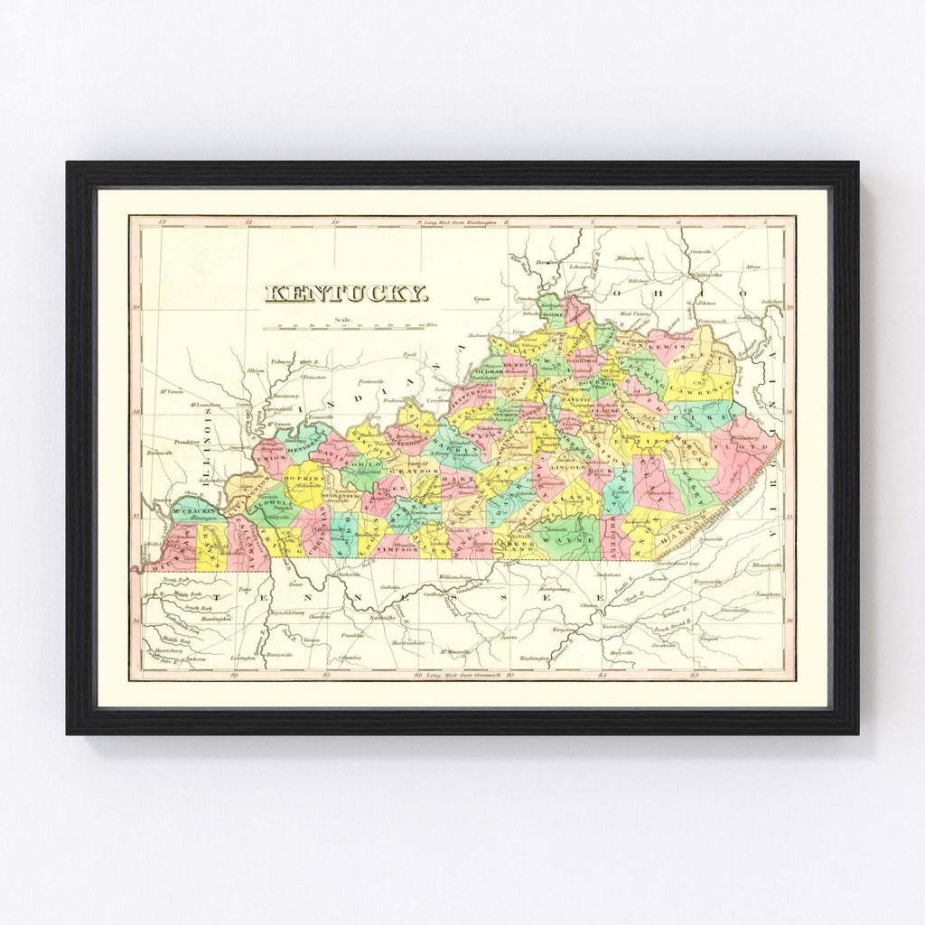 Vintage Map of Tennessee 1831