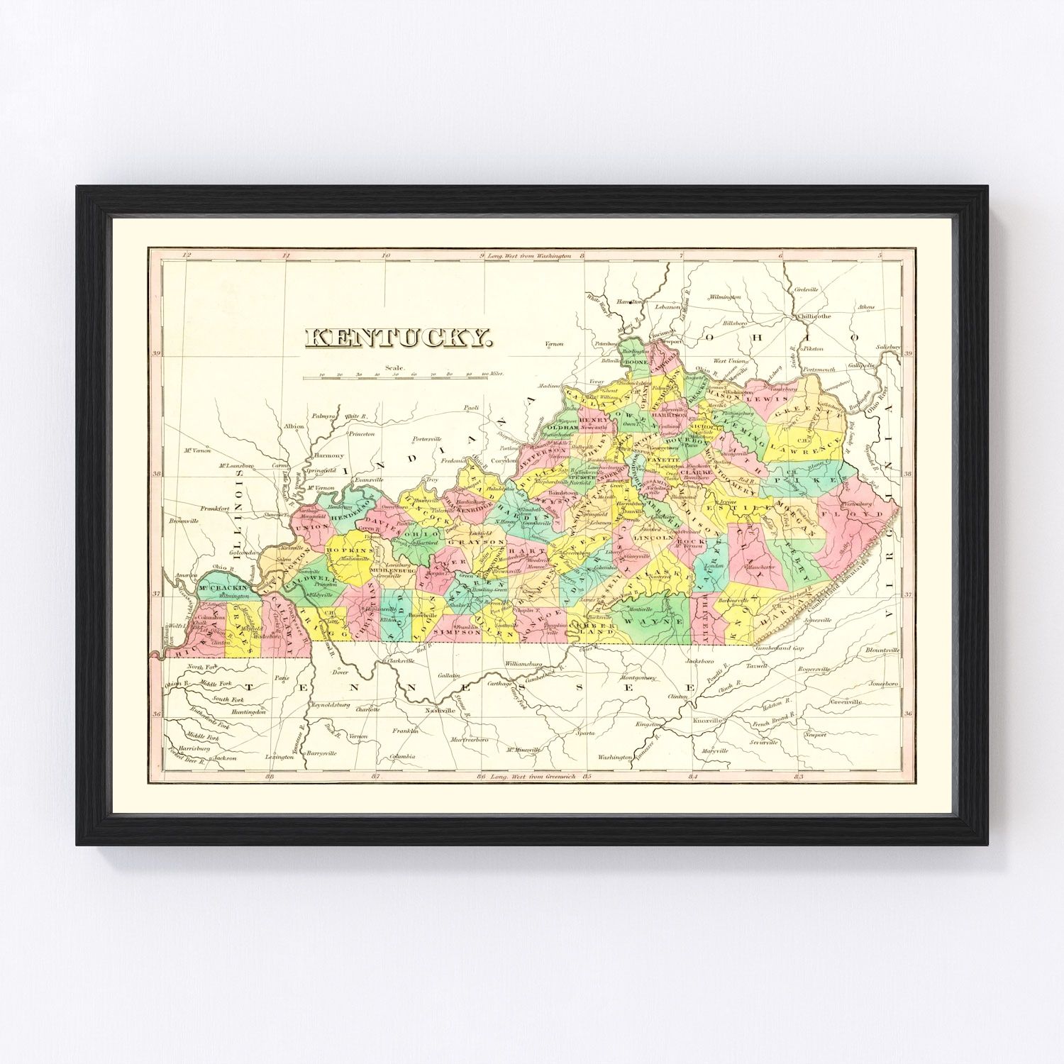 Vintage Map of Tennessee 1831