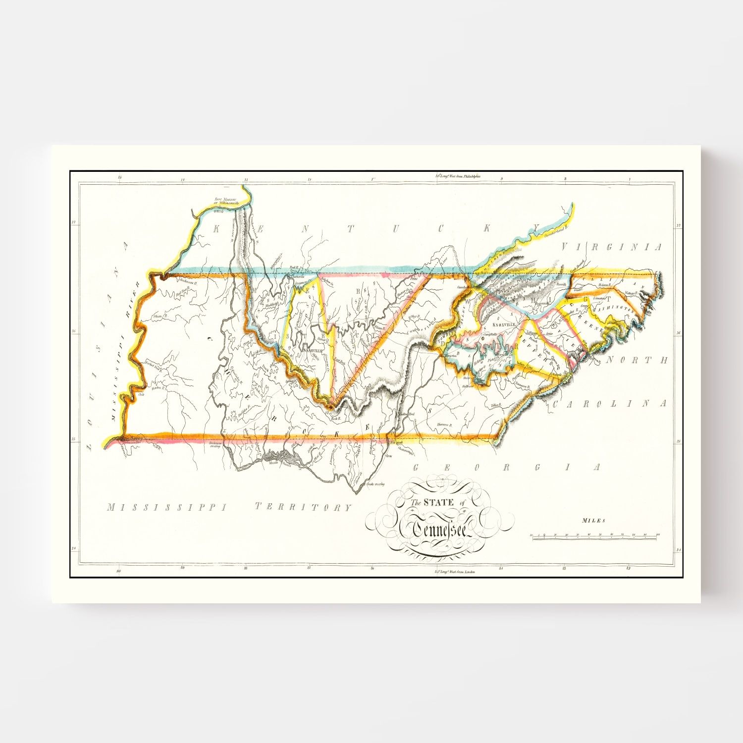 Vintage Map of Tennessee 1814