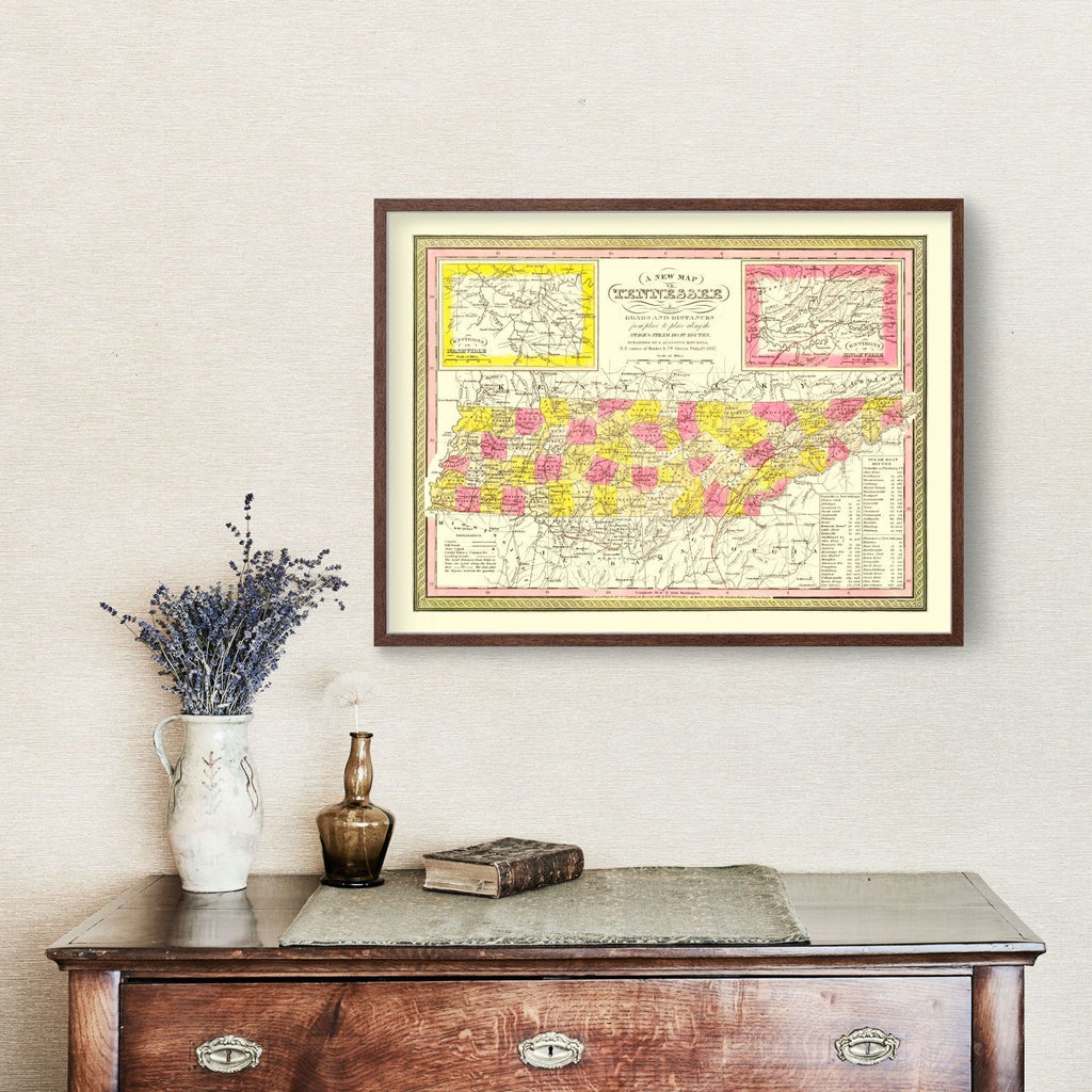 Vintage Map of Tennessee 1847