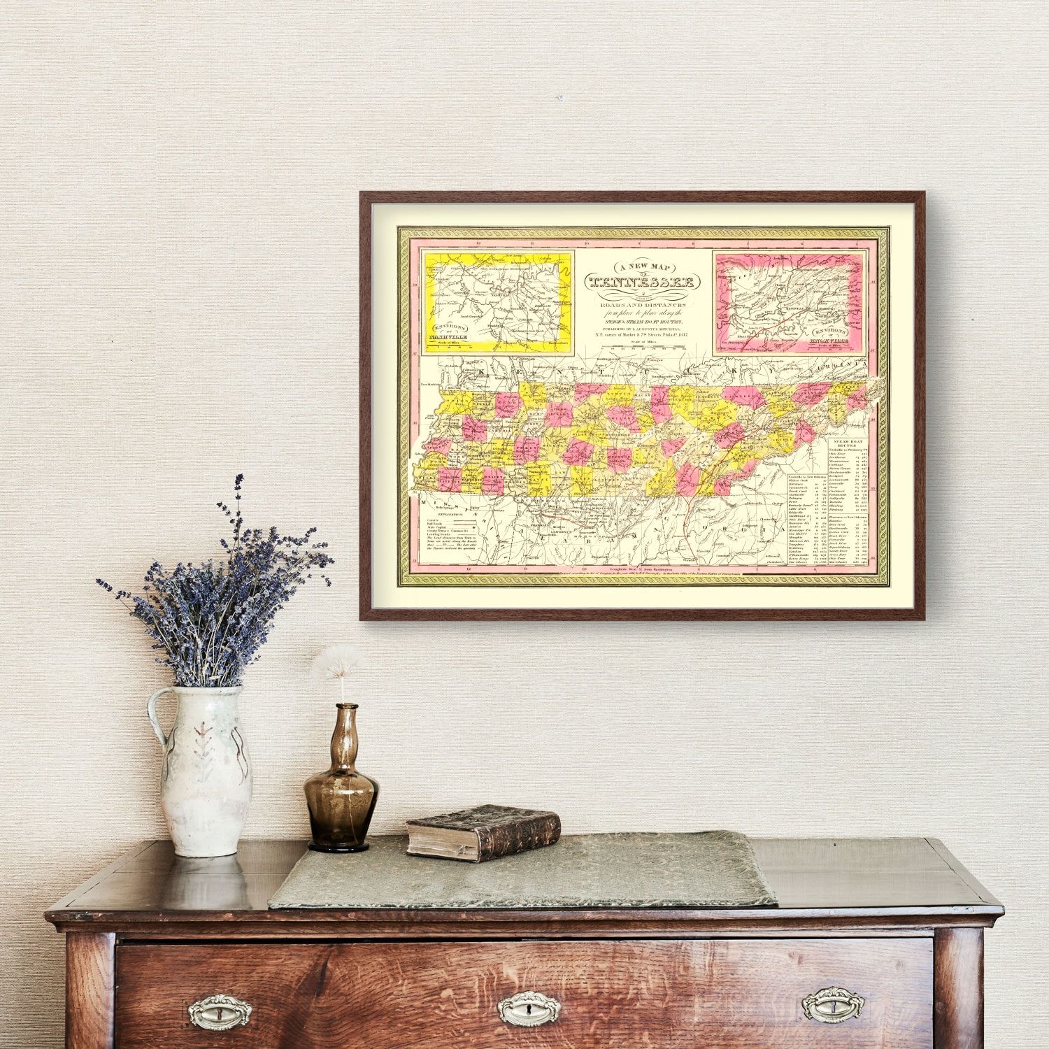 Vintage Map of Tennessee 1847