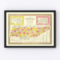 Vintage Map of Tennessee 1847