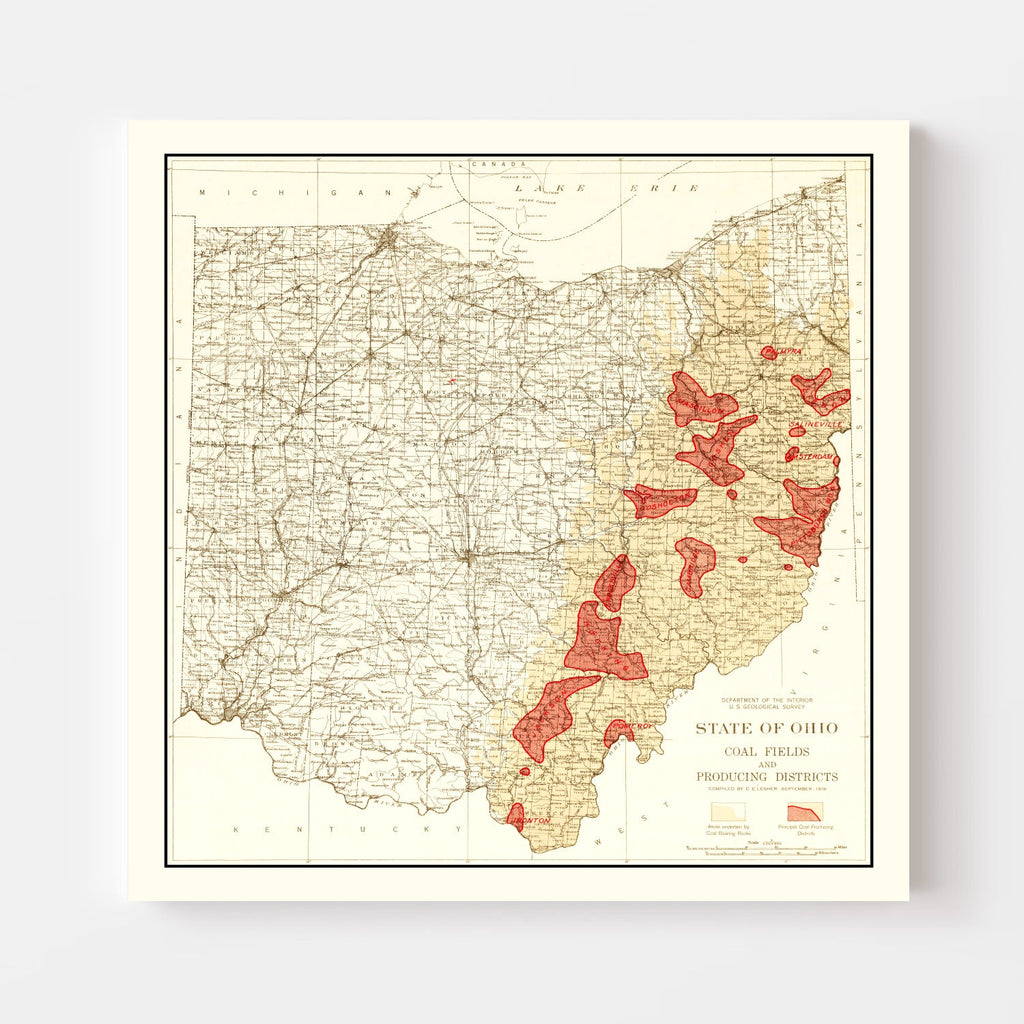 Vintage Map of Tennessee Coal Fields, 1919