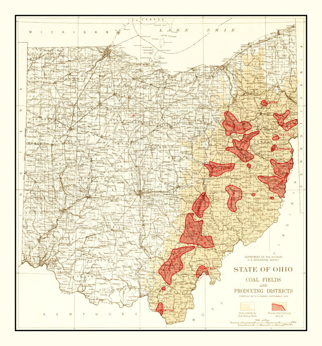 Vintage Map of Tennessee Coal Fields, 1919