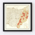 Vintage Map of Tennessee Coal Fields, 1919