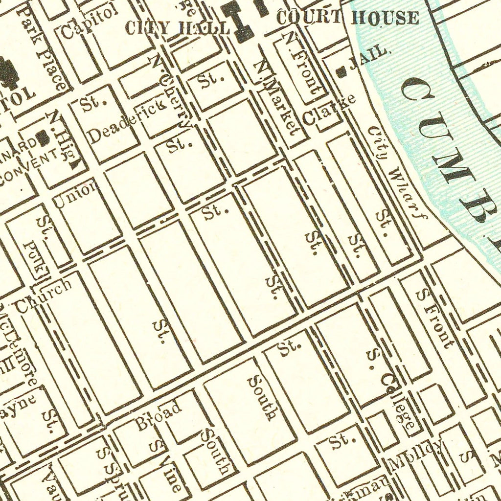 Vintage Map of Nashville, Tennessee 1895